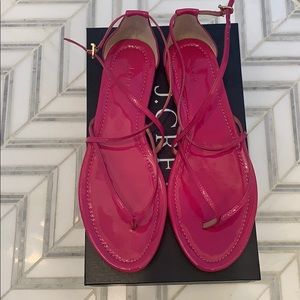 J Crew fuchsia patent sandals sz 10